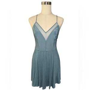 Urban Outfitters Womens COPE Mid Thigh Dress M Blue Strappy VNeck Tennis Soft S